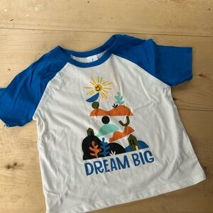 (3/$20) NEW open edit Dream Big Blue and White short sleeve graphic T-Shirt